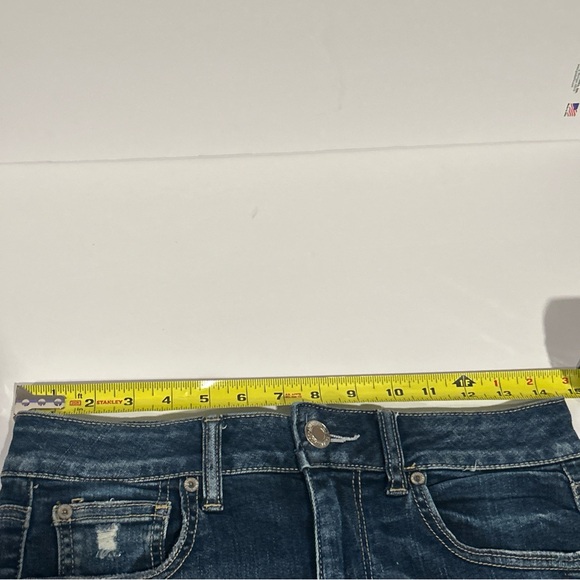 American Eagle Denim Shorts Womens 8 - Hi Rise Shortie Floral Dark Wash Ripped - Picture 11 of 14